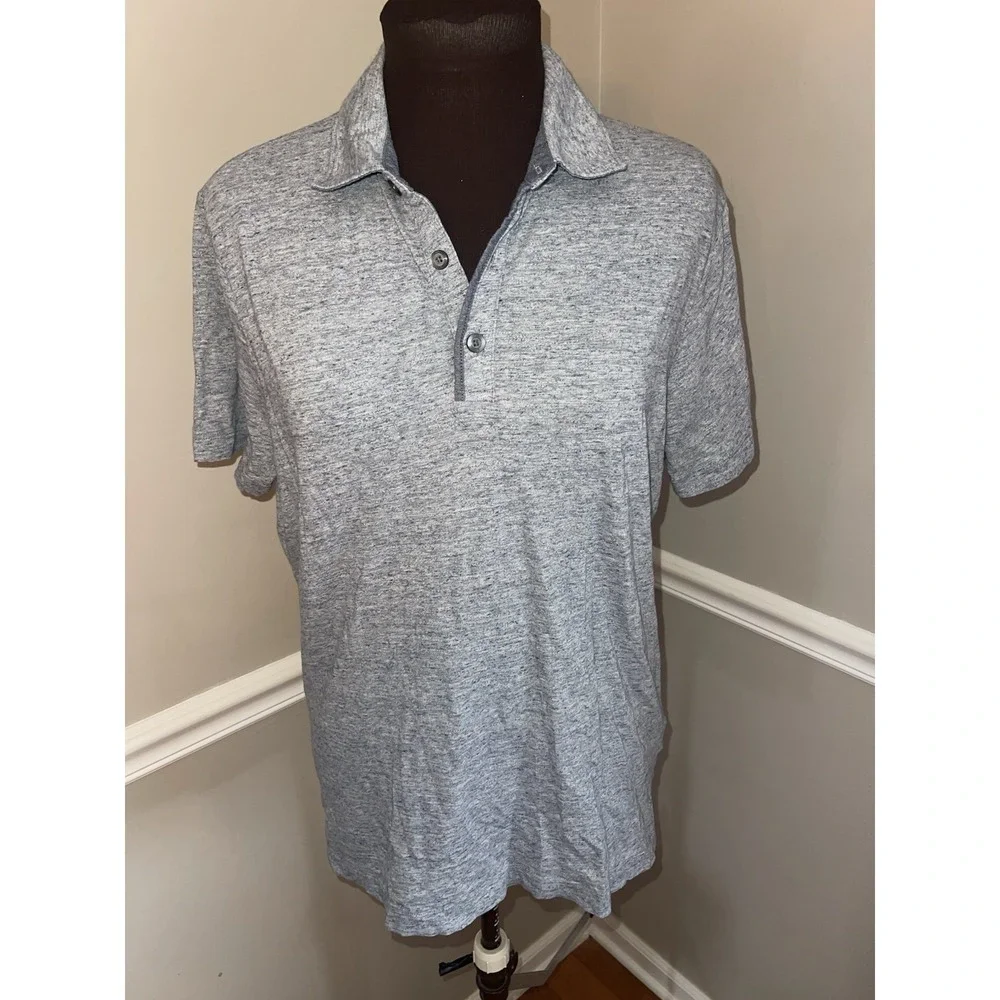 Banana Republic Heather Blue Polo‎ Shirt Mens Medium Preppy